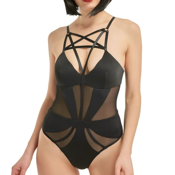 Miccostumes Sexy One Piece Swimsuits Women, Bathing Suit for Women Tummy Control, Net Yarn Spliced Swimwear, M