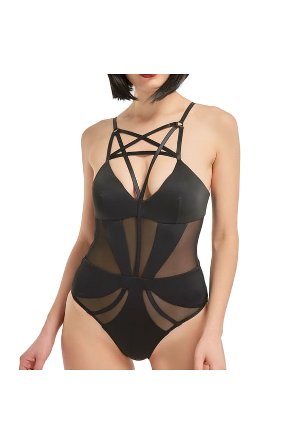 Sexy One Piece Swimsuits Women, Bathing Suit for Women Tummy Control, Net Yarn Spliced Swimwear, M