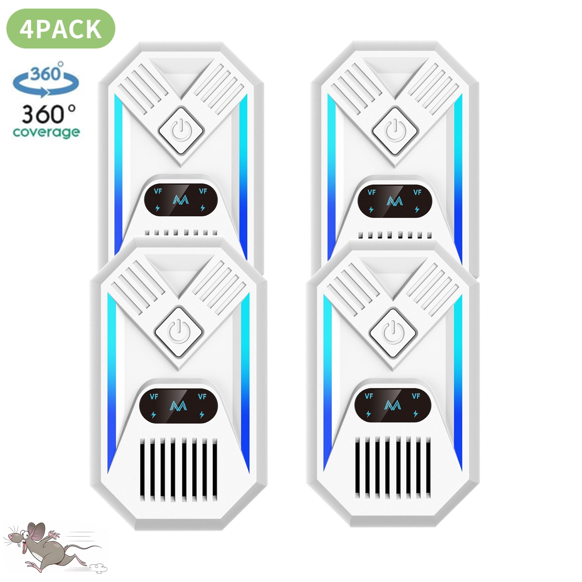 Mice Control Repelent Ultrasonic Plug ins 4 Pack, Electric Pest Control ...