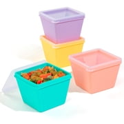 Micebay BPA-Free Multicolor Silicone Soup Cubes Freezer Containers with Lids for Safe Food Storage 4 Count