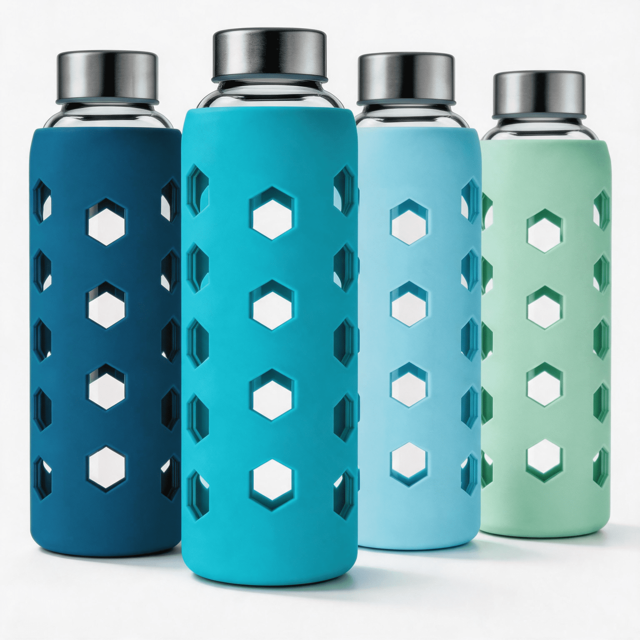 Micebay 4-Pack Reusable Clear Glass Water Bottles with Lids, 18 oz ...