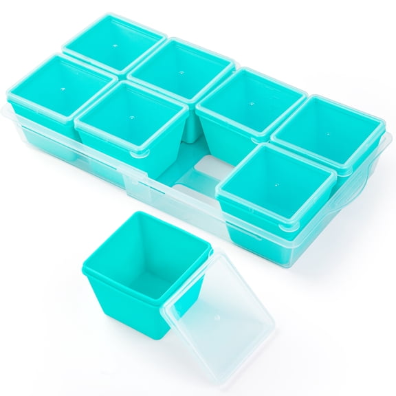 Micebay BPA-Free Silicone Freezer Molds with Retractable Base, Stackable Modular Organized, 1-Cup Portion Control Soup Cubes Freezer Tray with Lids for Meal Prep, Broth, Stews, Leftovers