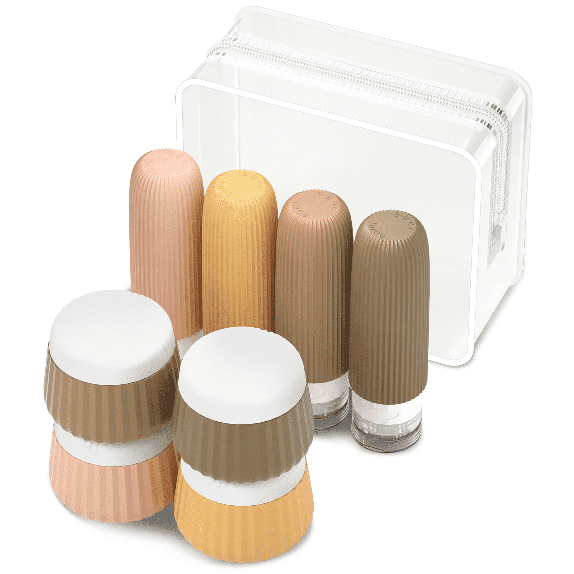 Micebay Travel Bottles 8 Pack, TSA Approved 3 oz Toiletries Containers, Leak Proof Silicone Squeezable Essentials Jars with Clear Bag