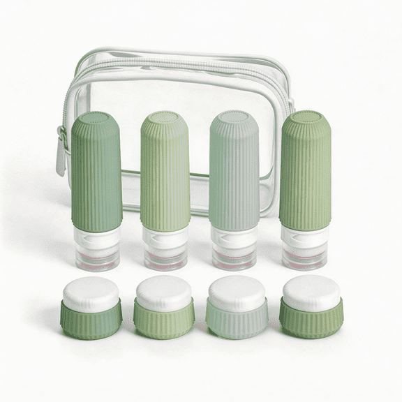 Micebay Travel Bottles for Toiletries 8 Pack, Tsa Approved 3-oz Travel Size Containers with Clear Bag, Silicone Squeezable Essentials Creams Jars