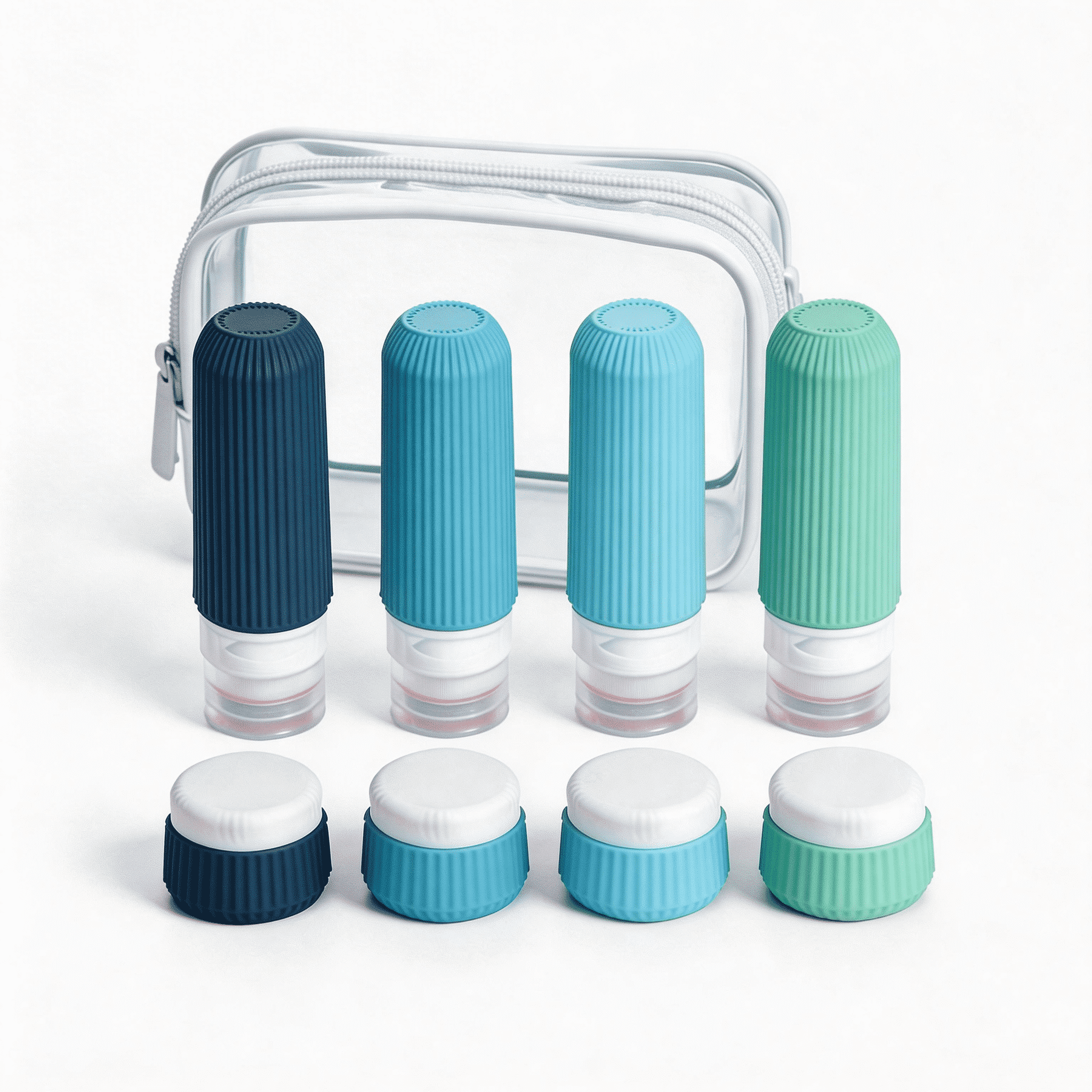 Micebay Travel Bottles for Toiletries 8 Pack, Tsa Approved 3-oz Travel Size Containers with Clear Bag, Silicone Squeezable Essentials Creams Jars