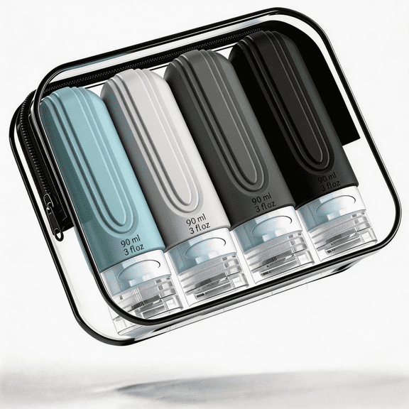 Micebay Leak-Proof 3 oz Silicone Squeezable Travel Bottles for Toiletries, Refillable Travel Size Containers for Lotion, BPA Free, TSA Approved, Gray, 4 Pack