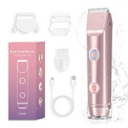 MichPong Body Hair Trimmer for Women, Dual-head Shaver Face Bikini Trimmer, Rechargeable Wet Dry Use