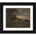 thumbnail image 1 of Michał Elwiro Andriolli 24x20 Black Ornate Framed Double Matted Museum Art Print Titled: Sheep in the Meadow at the Forest Edge, 1 of 5