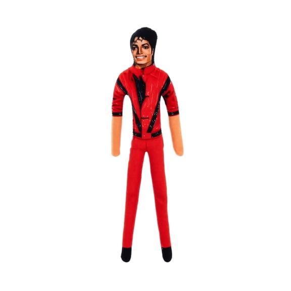Michae Posable Pop Star Plush Toy with Bendable Wire Stuffed Figure for Desk Display Collectible Music Icon Doll for Fans Home Office Decor, Orange