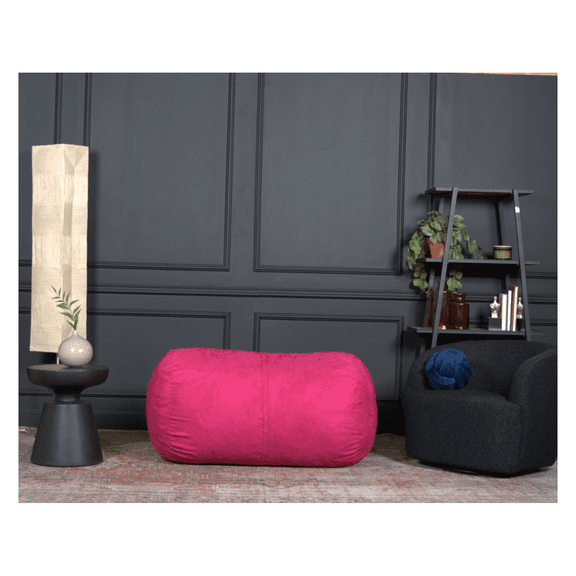 Michael 4 Foot Cylindrical Suede Bean Bag, Fuchsia