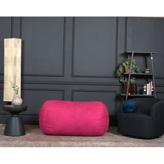 Michael 4 Foot Cylindrical Suede Bean Bag, Fuchsia