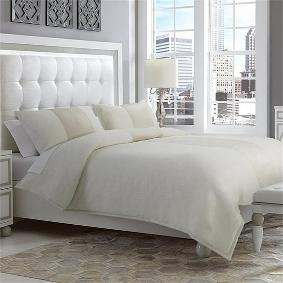 Michael Amini Baldwin 3-Piece Queen Comforter Set - Cream