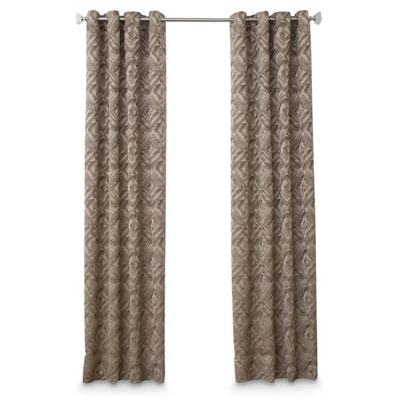 Michael Amini Batavia 50x84" Top Panel Fabric Window Treatment in Maple Brown