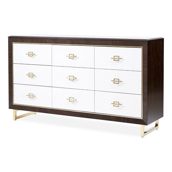 Michael Amini Belmont Place 9-Drawers Bedroom Dresser in Espresso