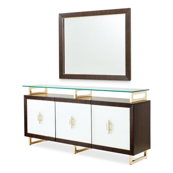 Michael Amini Belmont Place Buffet/Sideboard & Mirror Set in Espresso