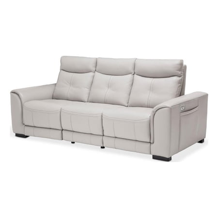 Michael Amini Bentley 3-Piece Leather Sectional - Light Gray/Dark Espresso