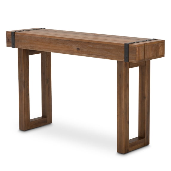 Michael Amini Brooklyn Walk Wood & Metal Console Table - Burnt Umber Brown