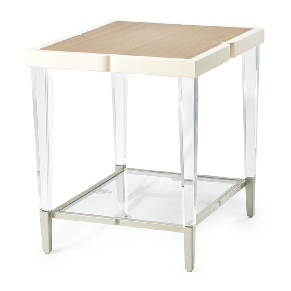 Transitional Cream Acrylic Rectangular Occasional Table