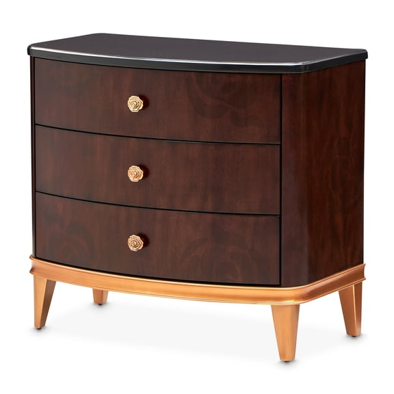 Michael Amini Camellia Field 3-Drawer Nightstand in Warm Pecan