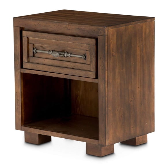 Michael Amini Carrollton 1-Drawer Wood Nightstand in Rustic Ranch Brown