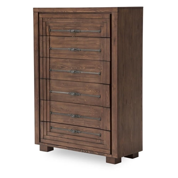Michael Amini Carrollton 6-Drawer Chest in Rustic Ranch Brown