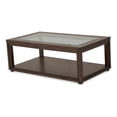 thumbnail image 1 of Michael Amini Carrollton Rectangular Wood & Glass Coffee Table in Rustic Brown, 1 of 5