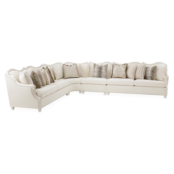 Michael Amini Chamberi Boucle Sofa - French Vanilla/Classic Pearl