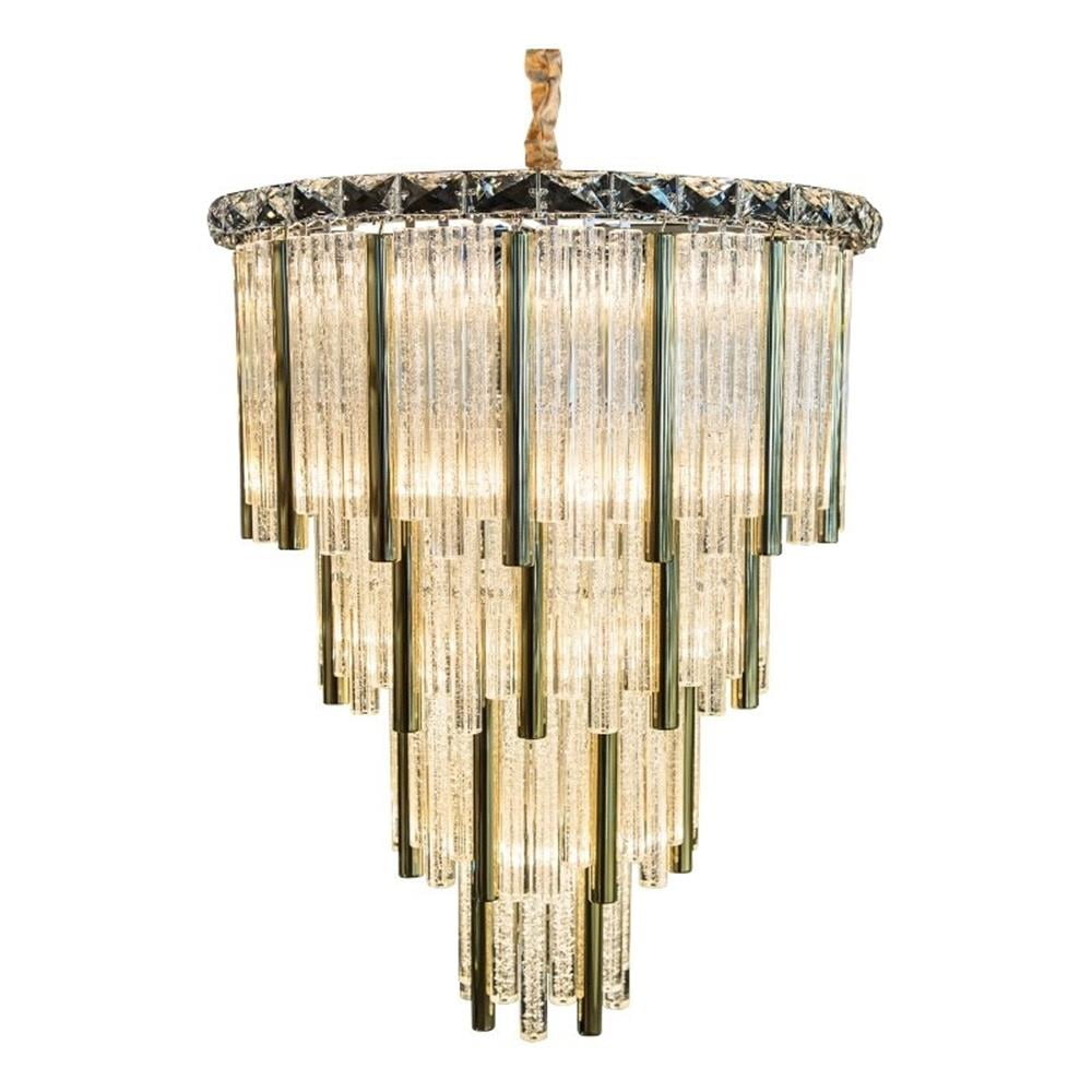 Gold 15-Light Crystal Chandelier with Adjustable Chain