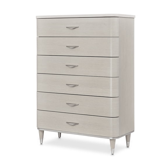 Michael Amini Eclipse 6-Drawer Wood & Marble Chest in Moonlight Gray