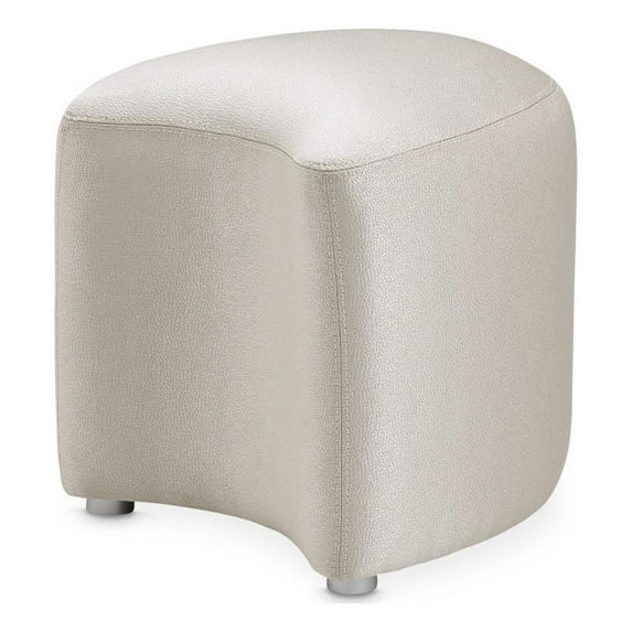 Michael Amini Eclipse Jacquard Fabric Vanity Stool in Moonlight Ivory