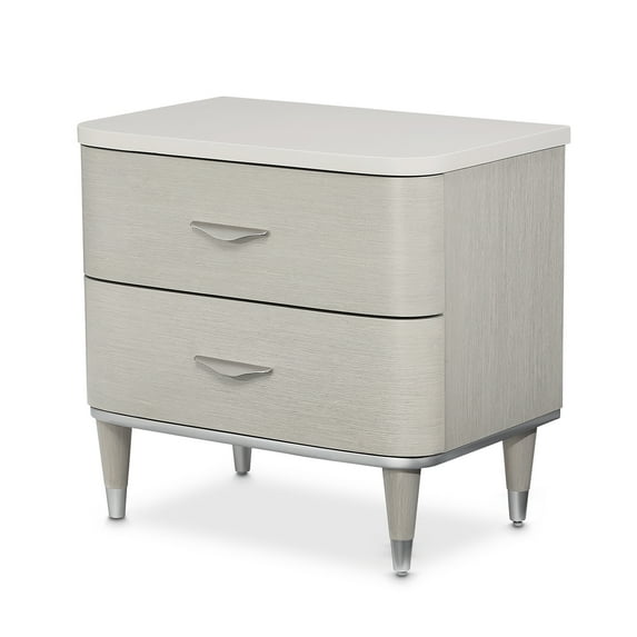 Michael Amini Eclipse Poplar Wood & Marble Nightstand in Moonlight Gray