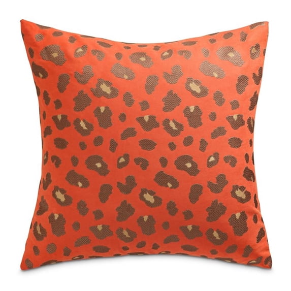 Michael Amini Explorer Spot 22" Square Throw Pillow in Fire Orange in Set of 2