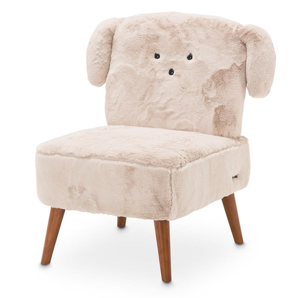 Beige Transitional Leather Accent Chair with Manufactured Wood Base
