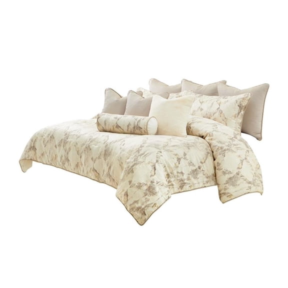 Michael Amini Glennridge 9-Piece Queen Comforter Set - Frost