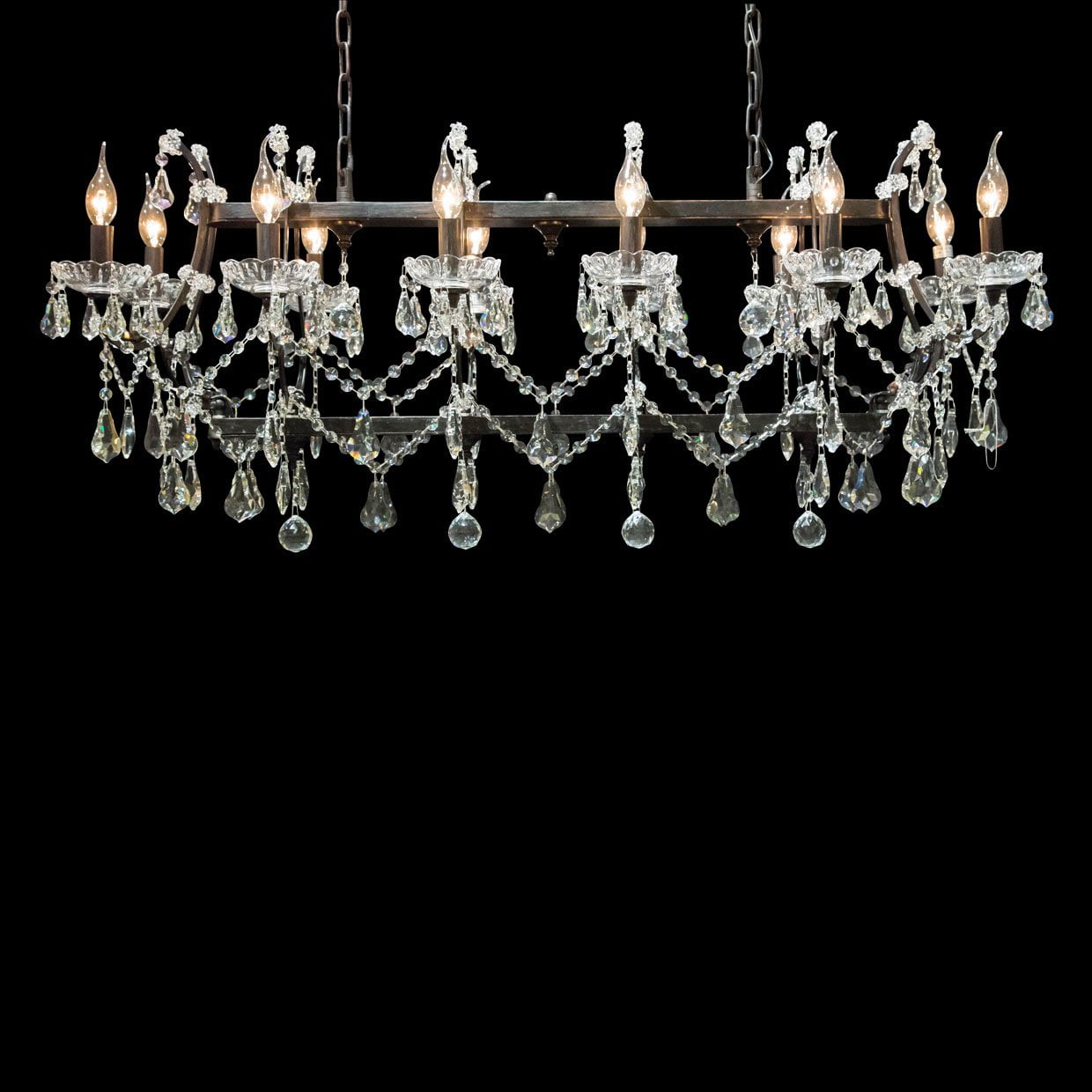 Black Crystal 12-Light Candle Chandelier
