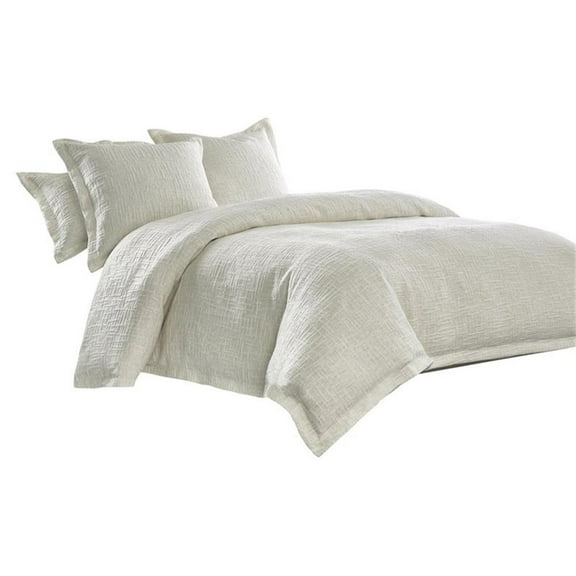 Michael Amini Hillton 6-piece Linear Texture Fabric King Duvet Set in Natural