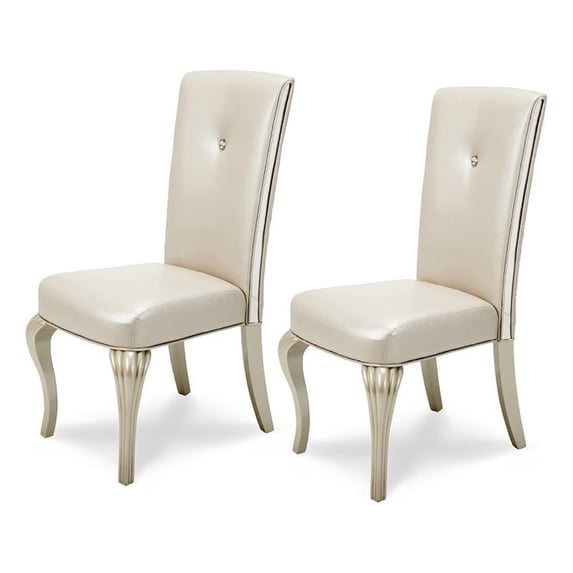 Michael Amini Hollywood Loft Dining Side Chair in Frost Ivory (Set of 2)