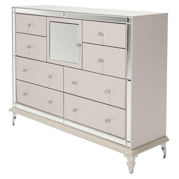 Michael Amini Hollywood Loft Upholstered Dresser in Frost Ivory