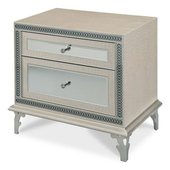 Michael Amini Hollywood Swank 2-Drawer Nightstand - Crystal Croc