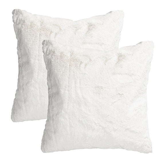 Michael Amini Hopps 20" Faux-Fur Throw Pillow - Cloud White in Set of 2
