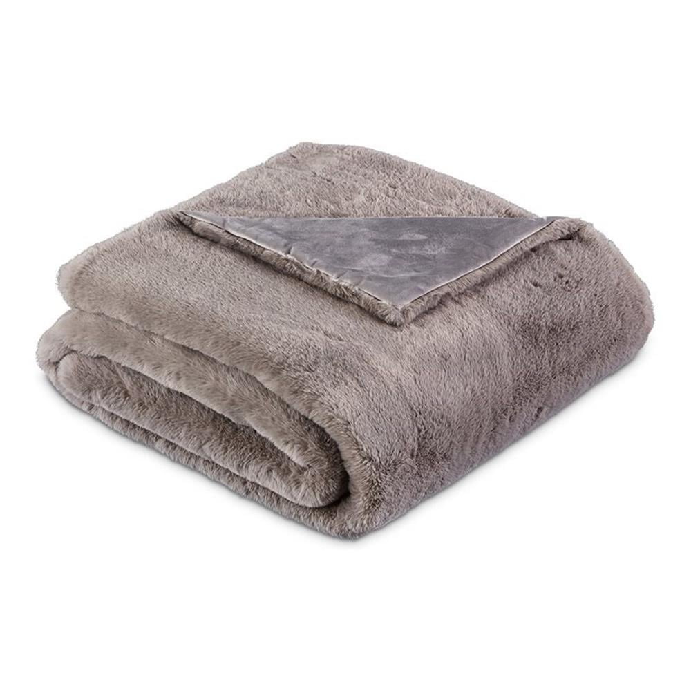 Hopps Oversized Gray Faux Fur Throw 72" x 54"