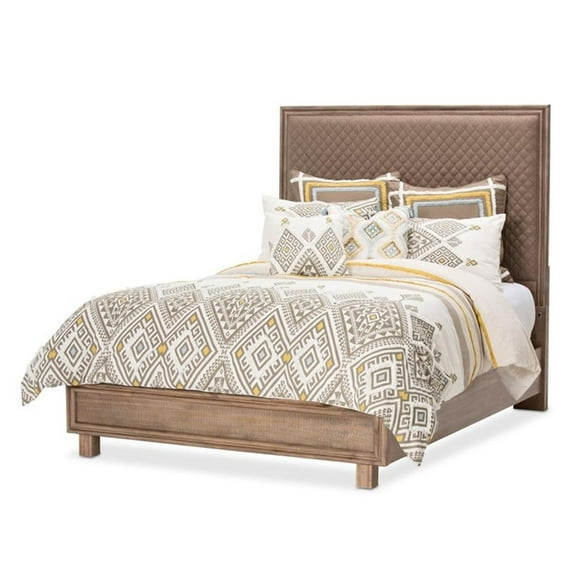 Michael Amini Hudson Ferry Queen Panel Bed in Autumn Brown