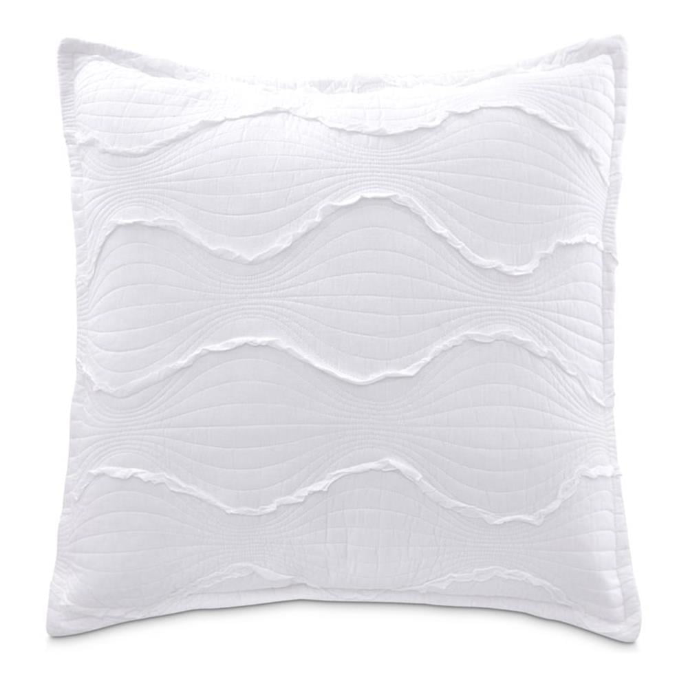 Janelle White Cotton Euro Pillow Sham with Ruffled Detail