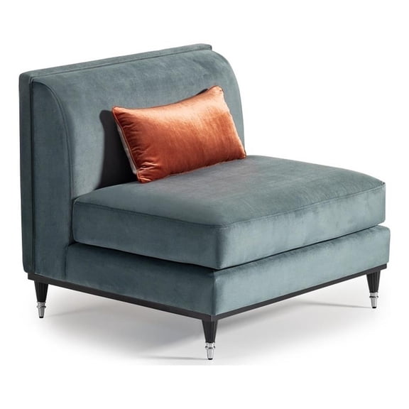 Michael Amini La Francaise Armless Velvet Accent Chair - Azure/Black