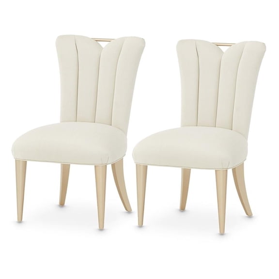 Michael Amini La Rachelle Dining Side Chair in Champagne Ivory Jacquard Set of 2