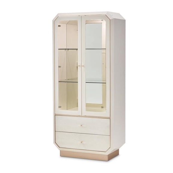 Michael Amini La Rachelle Display Cabinet with LED Lighting - Champagne Ivory