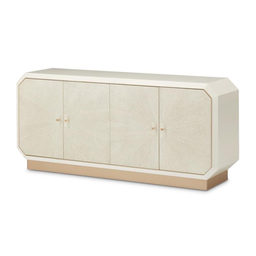 Champagne Beige 74" Modern Glam Sideboard with Acrylic Hardware