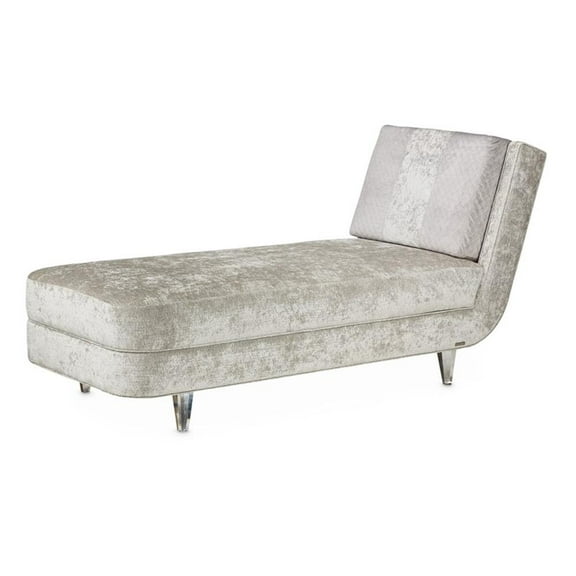Michael Amini Lanna Armless Chaise - Storm Gray/Silver Mist