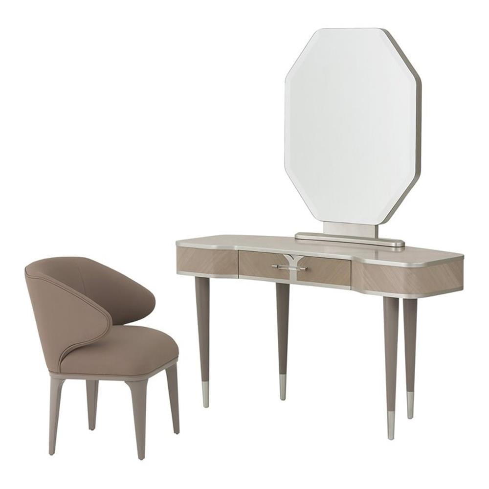 Lanterna Silver Mist Vanity Set with Mirror and Chair