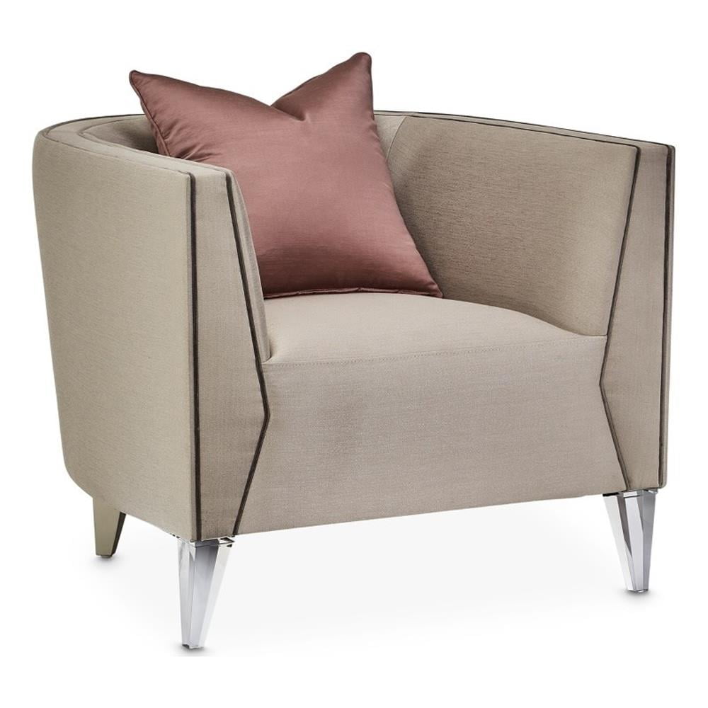 Linea Contemporary Gray Velvet Accent Chair with Shimmer Accents